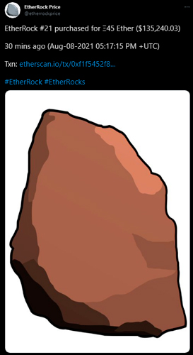 EtherRock купленный за 45 ETH